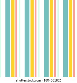 Abstract vector striped seamless pattern with colored vertical parallel stripes. Colorful background.