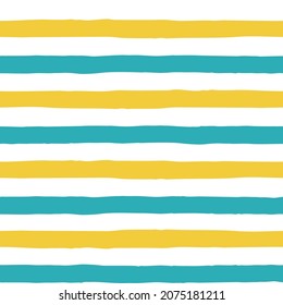 
Abstract vector striped seamless pattern blue yellow horizontal stripes