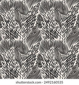 abstract vector strips and leaves pattern on white