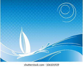 abstract vector summer backdrop with sailboat. Eps10