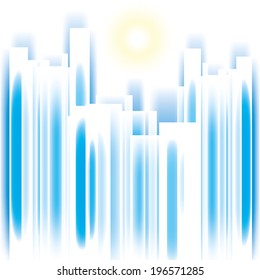 Abstract vector summer cityscape skyscrappers silhouette background