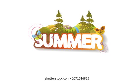 Abstract Vector Summer Design, Background with Lettering.