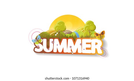 Abstract Vector Summer Design, Background with Lettering.