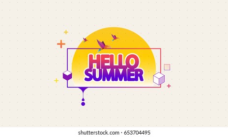 Abstract Vector Summer Greeting Card. Hello Summer.