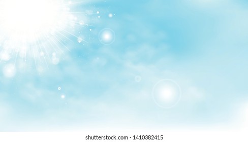 Abstract vector summer sky background with clouds and sun. You can use for poster, ad, artwork, background. illustration vector eps10