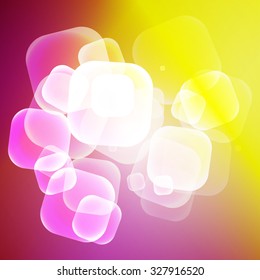 Abstract vector sunny colorful squared bubbles background
