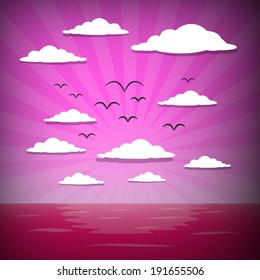 Abstract Vector Sunset - Sunrise Ocean Illustration