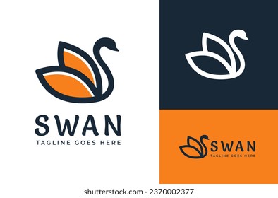 Resumen Modelo de logotipo de diseño de cisne para animales de cisne