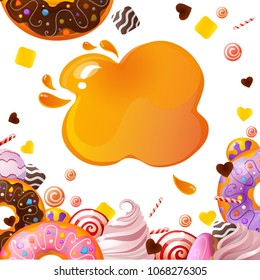 Abstract vector sweets banner. Sweets and candies template
