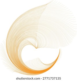 Abstract vector swirl background with flowing orange and gold lines in a curved guilloche pattern.