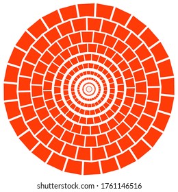 Abstract Vector Swirl Circle Red Brick  Pattern On White