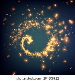 Abstract vector swirl of glowing particles. Futuristic technology style. Elegant background for business presentations or gift cards.EPS10