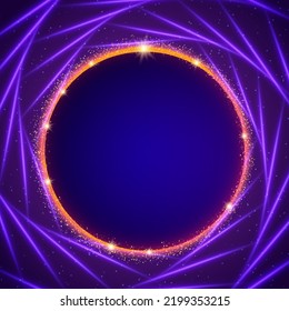 Abstract vector swirl purple lines background illustration with blue roung banner for design 
