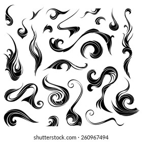 Abstract vector swirls. Black ornate elements for your design isolated on white background. 