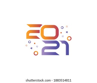 Símbolo abstracto del vector del signo del año nuevo 2021. 