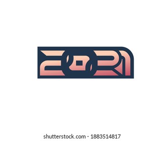 Símbolo abstracto del vector del signo del año nuevo 2021. 