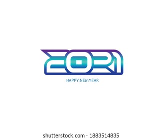 Abstract vector symbol of 2021 new year sign. 