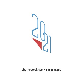 Símbolo abstracto del vector del signo del año nuevo 2021. 