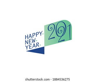 Abstraktes Vektorsymbol des neuen Jahreszeichens 2021. 