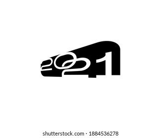 Abstract vector symbol of 2021 new year sign. 