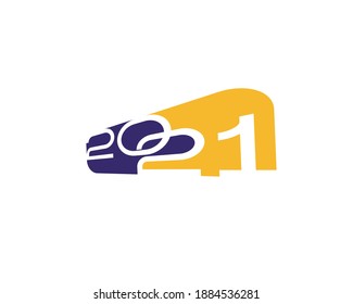 Abstract vector symbol of 2021 new year sign. 
