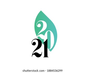 Abstraktes Vektorsymbol des neuen Jahreszeichens 2021. 