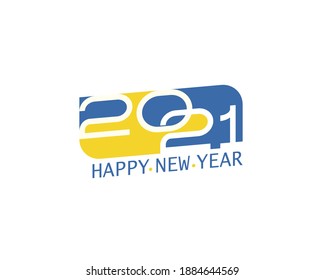 Abstract vector symbol of 2021 new year sign. 
