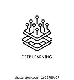 Abstract Vector Symbol of Deep Learning Featuring Interconnected AI Layers and Upward Node Growth