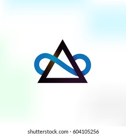 Abstract vector symbol of a secret society. Logo monogram of the triangle and the sign of infinity
