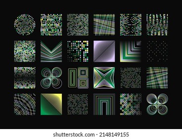 Abstract vector symbols collection with random effect inspired by brutalist aesthetics made with geometric forms and graphics elements for posters, covers, arts, presentations, prints, wallpaper, etc.