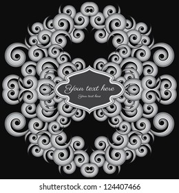 Abstract  vector symmetric background with swirls. Frame for your text.