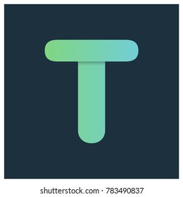 Abstract vector T alphabet letter with gradient and shadow effect