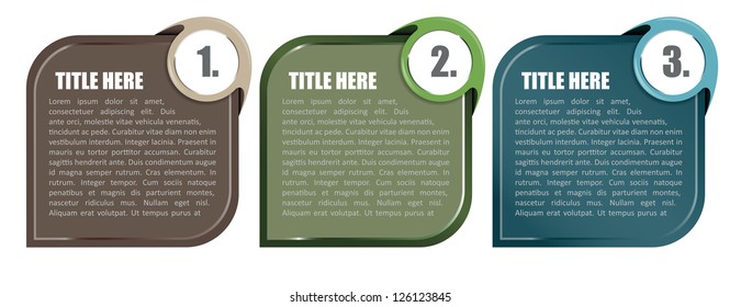 Abstract vector tab icons background for three steps. Used for web, brochure, poster, flyer or catalog