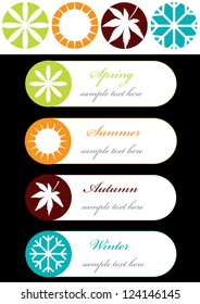 abstract vector tags with season symbols and place for your text