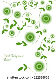 abstract vector tattoo motive with flowers and leaves in green and place for your text isolated on white background