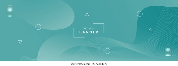 Abstract vector teal colored banner design template with copy space