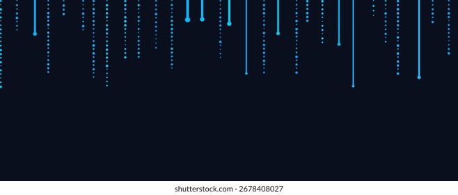 Abstract vector tech background with blue dotted lines on dark surface.