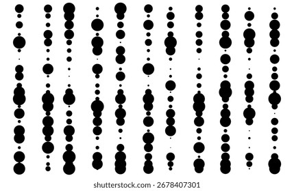 Vetor abstrato fundo técnico com linhas verticais de círculos pretos.