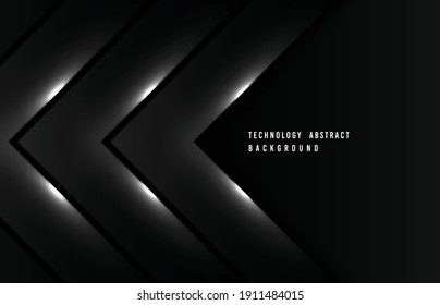 Abstract vector tech of black design decorative artwork futuristic with white glitters effect template. Overlapping 3D design header background. illustration vector