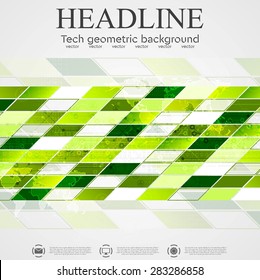 Abstract vector tech geometric background. Green color design
