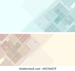 Abstract vector tech geometric banners with squares