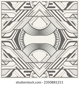 Abstract vector tech line seamless pattern. Monochrome colors.