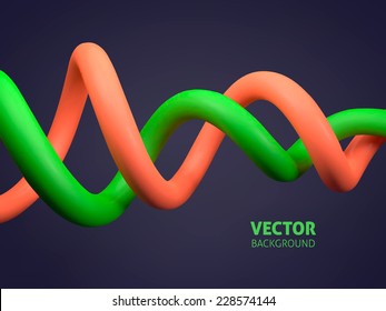 abstract vector tech spiral wires background. sound waves vector. 3d shape rendering vector