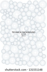 abstract vector technical background with cogwheels in silhouette and place for text isolated on white background