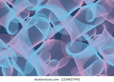 Abstract vector techno background. Smooth wavy lines and shapes, gradient meshes