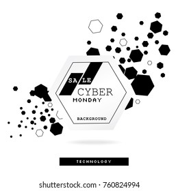 Abstract vector technology background. Black hexagons on white background. Clean and modern design. May use it for computer banner too. 