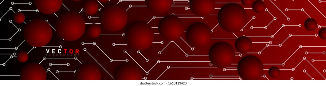 abstract vector technology background. circle with a background connection line. Future design of 3D circuit board technology