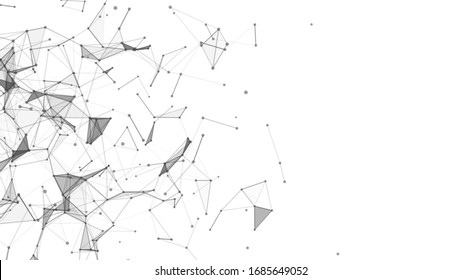 Abstract vector technology background with dots and lines. Network connection structure on white background.
