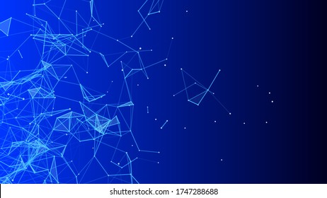 Abstract vector technology background. Network connection structure on blue background.