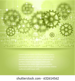 Abstract vector technology background.Gear and track fees.Abstract green technology background.